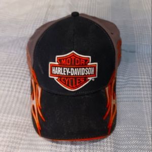 Harley Davidson FLAMES BIKER Men Hat Screaming Eagle Adjustable Back Strap